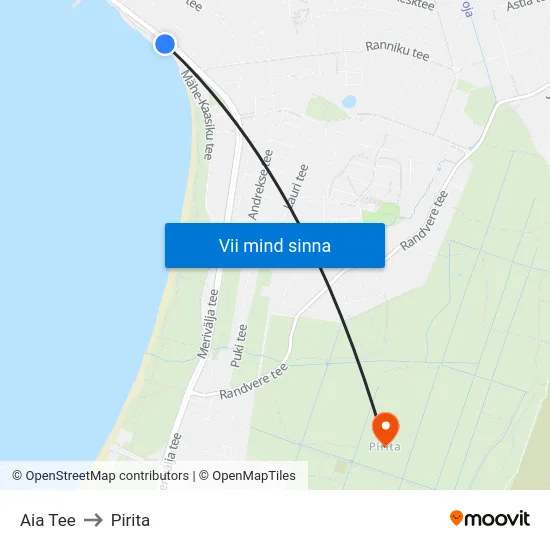 Aia Tee to Pirita map