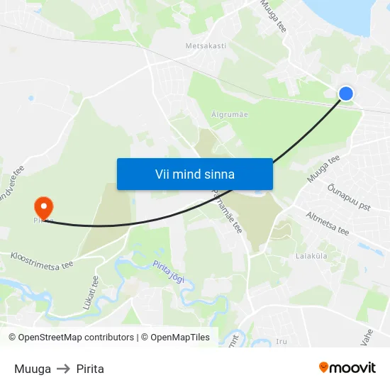 Muuga to Pirita map