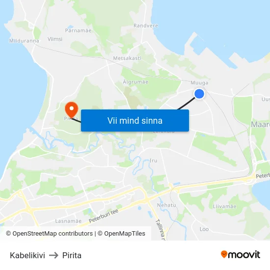 Kabelikivi to Pirita map