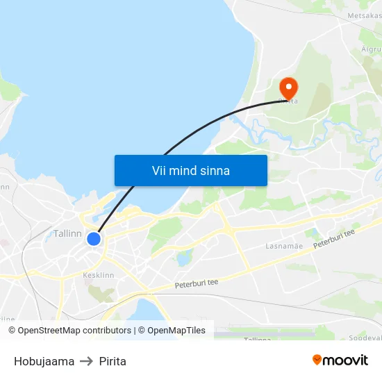 Hobujaama to Pirita map