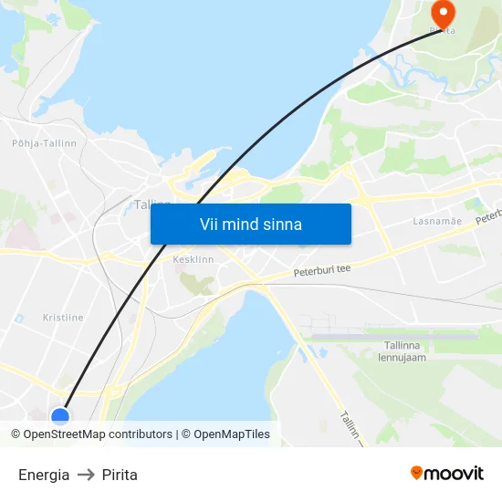 Energia to Pirita map