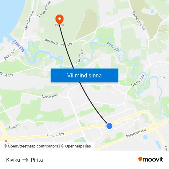 Kiviku to Pirita map