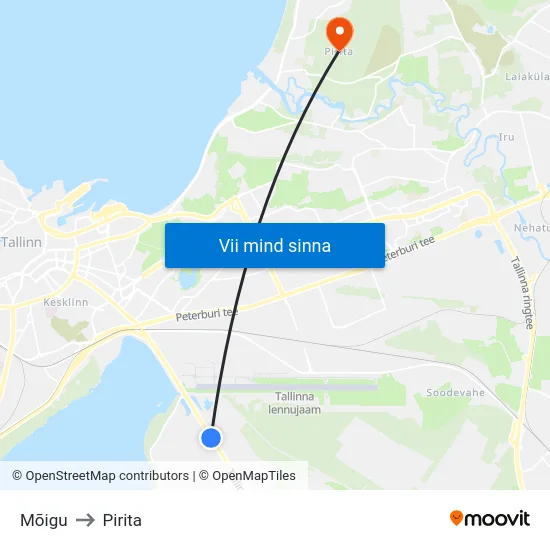 Mõigu to Pirita map