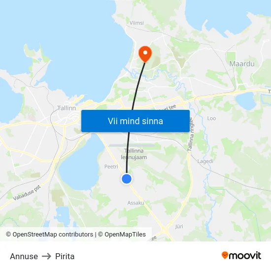 Annuse to Pirita map