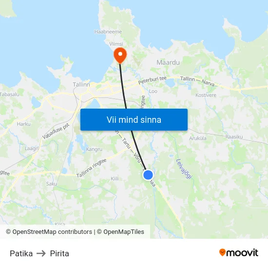 Patika to Pirita map
