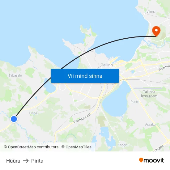 Hüüru to Pirita map