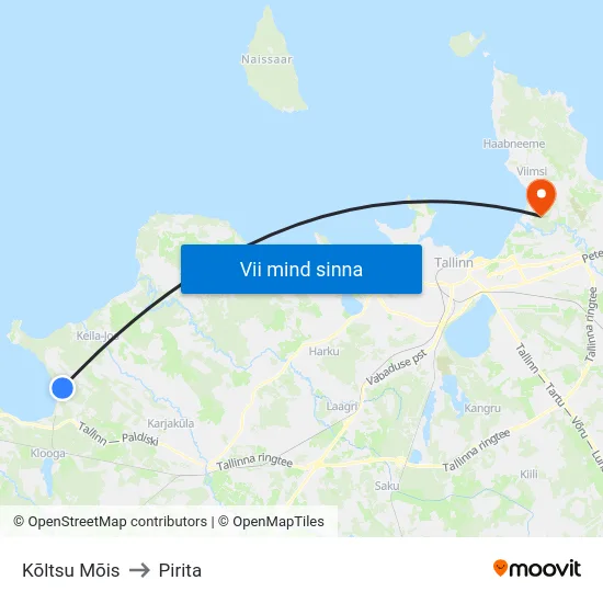 Kõltsu Mõis to Pirita map