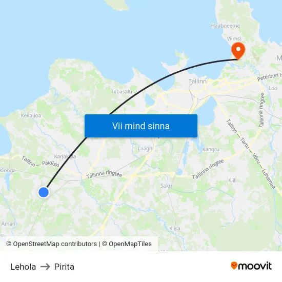 Lehola to Pirita map