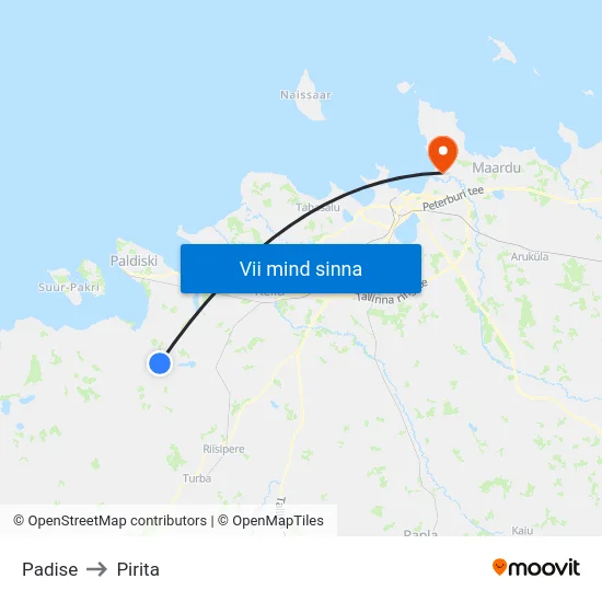 Padise to Pirita map