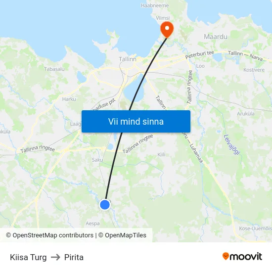 Kiisa Turg to Pirita map