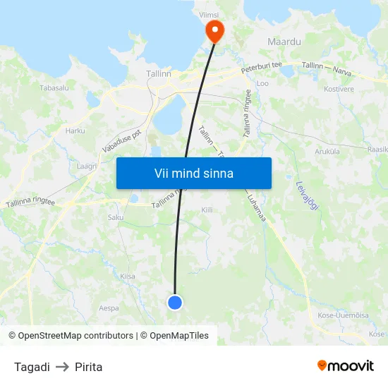 Tagadi to Pirita map