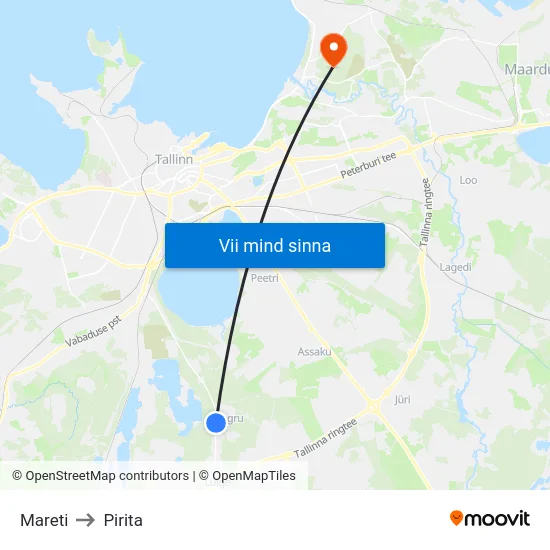 Mareti to Pirita map