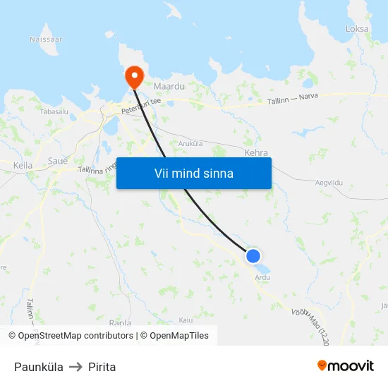 Paunküla to Pirita map