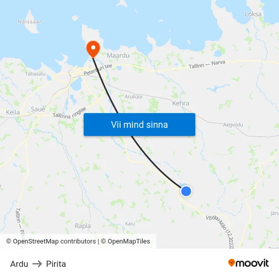 Ardu to Pirita map