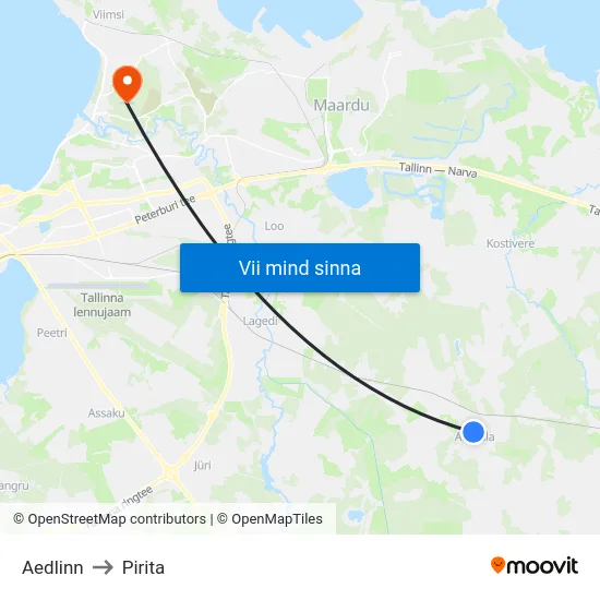 Aedlinn to Pirita map