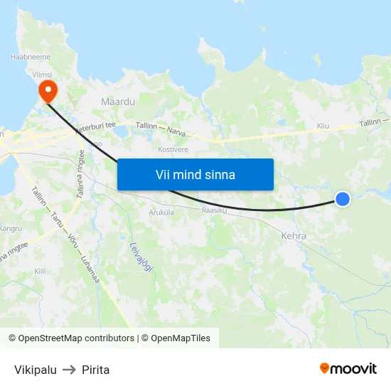 Vikipalu to Pirita map