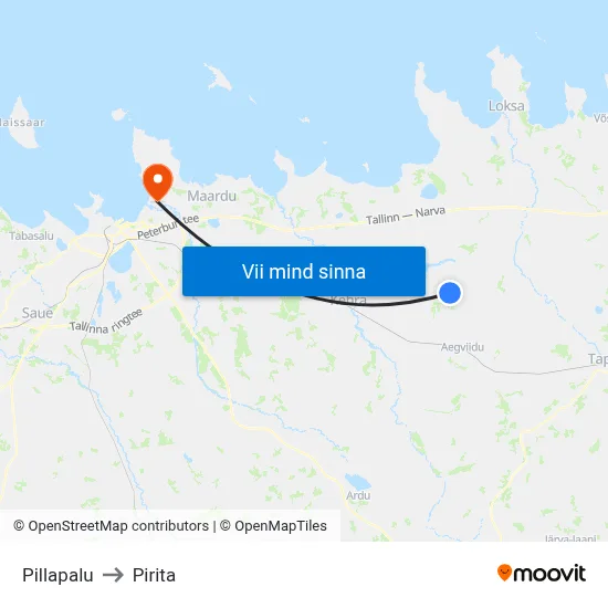 Pillapalu to Pirita map