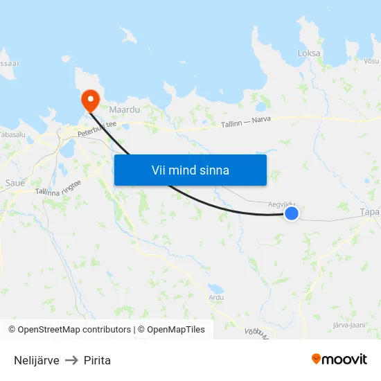 Nelijärve to Pirita map