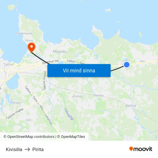 Kivisilla to Pirita map
