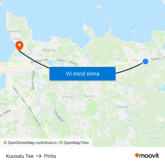 Kuusalu Tee to Pirita map