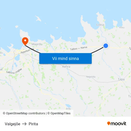 Valgejõe to Pirita map