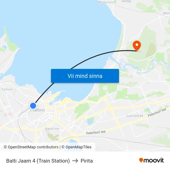 Balti Jaam 4 (Train Station) to Pirita map
