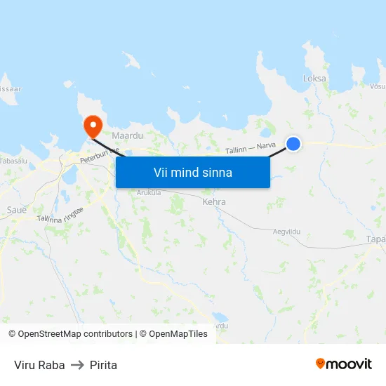 Viru Raba to Pirita map