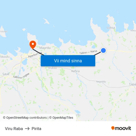 Viru Raba to Pirita map