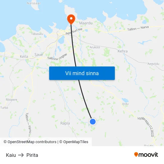 Kaiu to Pirita map