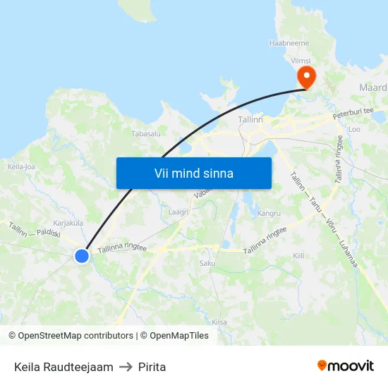 Keila Raudteejaam to Pirita map