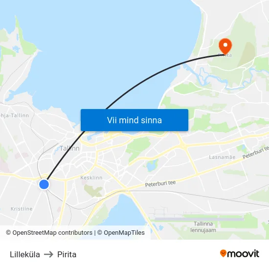 Lilleküla to Pirita map