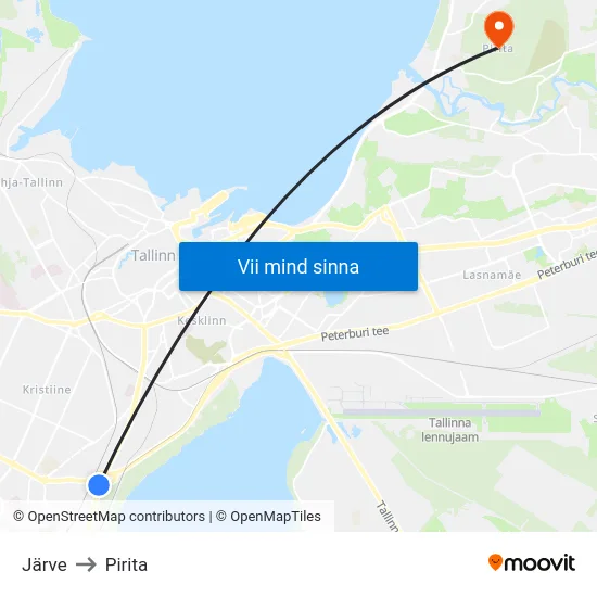 Järve to Pirita map