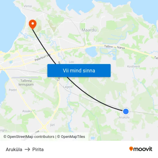 Aruküla to Pirita map