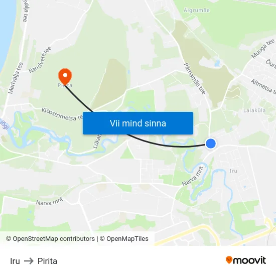 Iru to Pirita map