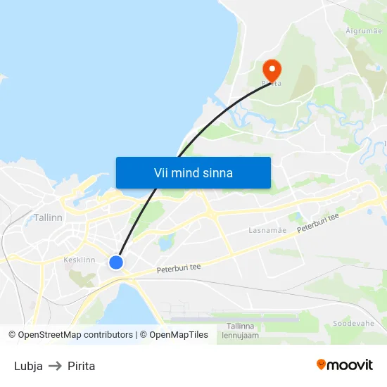 Lubja to Pirita map