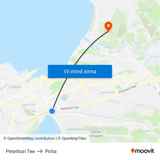 Peterburi Tee to Pirita map