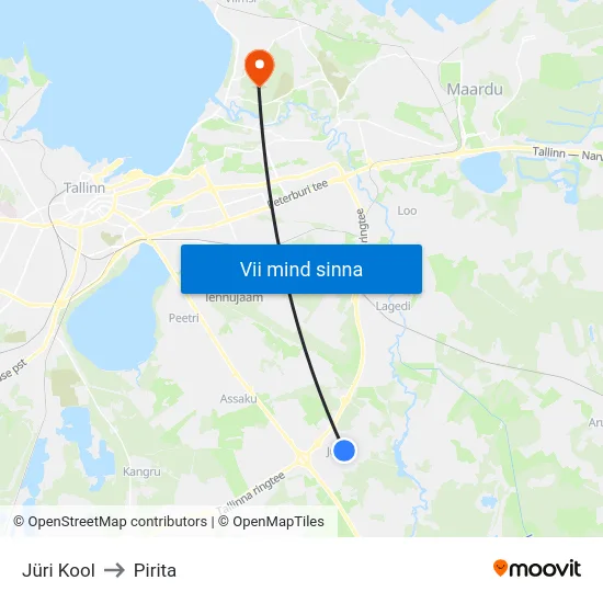 Jüri Kool to Pirita map