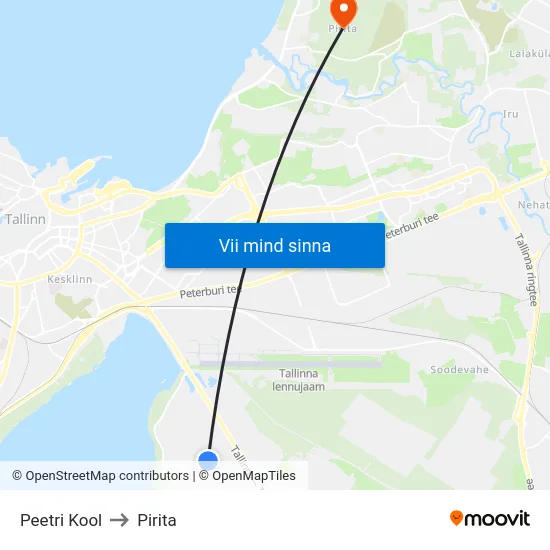 Peetri Kool to Pirita map