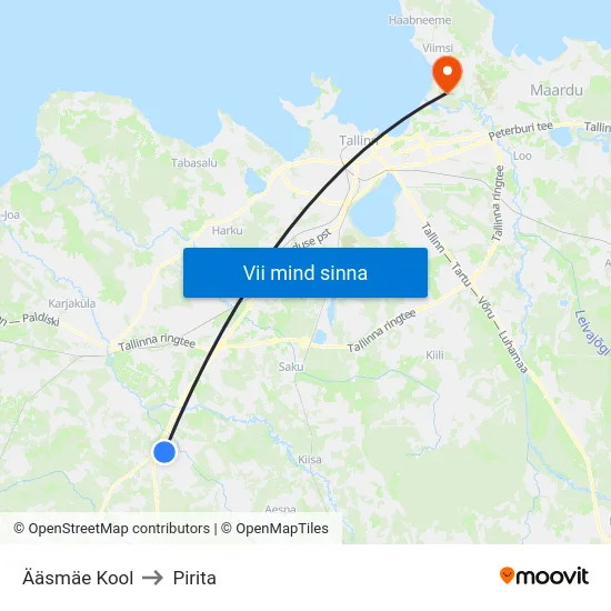 Ääsmäe Kool to Pirita map