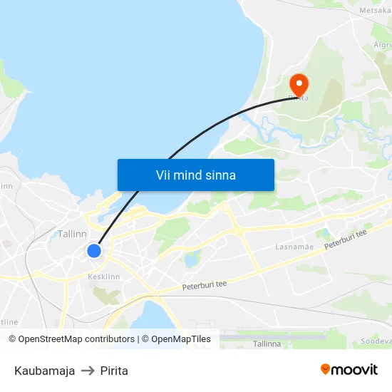 Kaubamaja to Pirita map