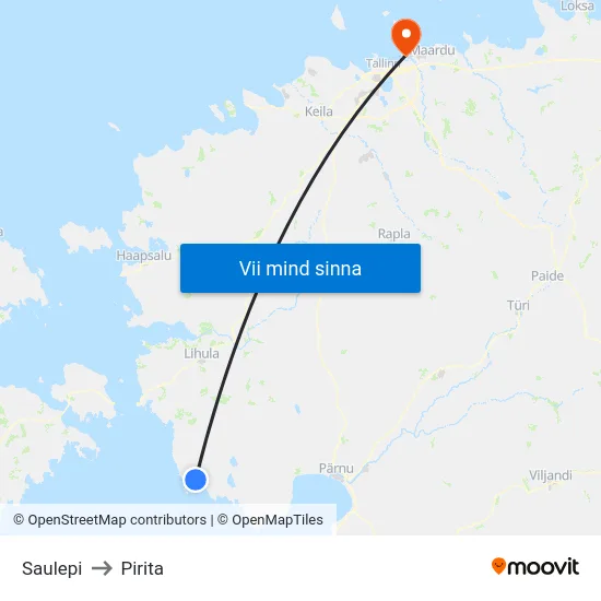 Saulepi to Pirita map