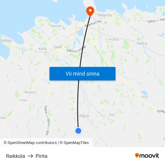 Raikküla to Pirita map