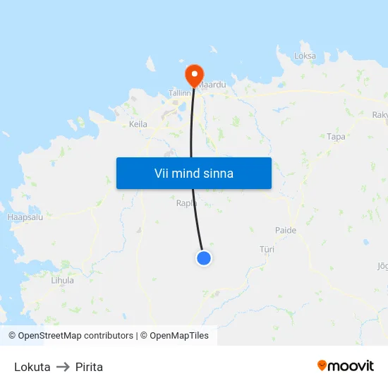 Lokuta to Pirita map