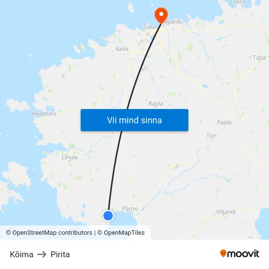 Kõima to Pirita map