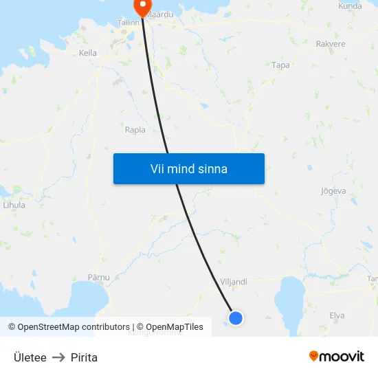 Ületee to Pirita map