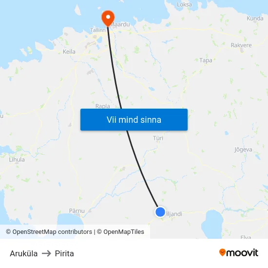 Aruküla to Pirita map