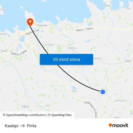 Kaalepi to Pirita map