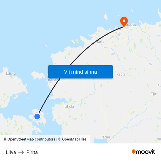 Liiva to Pirita map