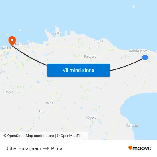 Jõhvi Bussijaam to Pirita map