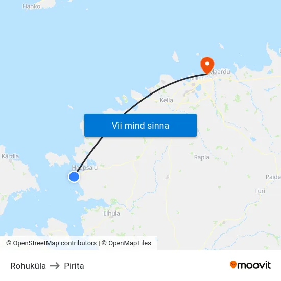 Rohuküla to Pirita map